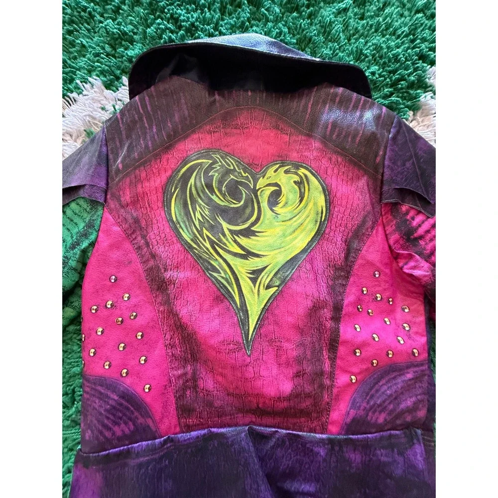 Disney Store Descendants Mal Jacket Girls 7/8 Purple Excellent Dragon Heart Moto